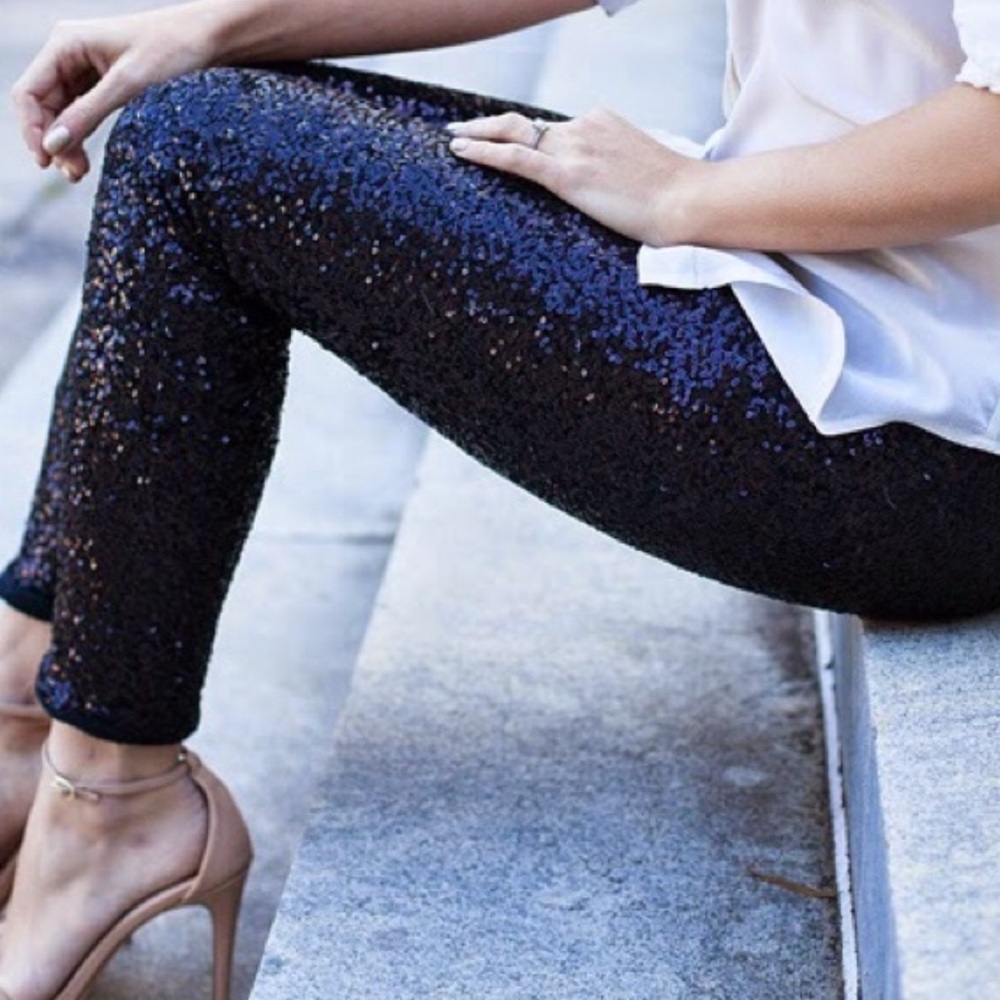 Aerie Navy Sequin Pants Size Medium